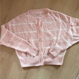 Women’s Baby Pink Striped Sweater | Cardigan